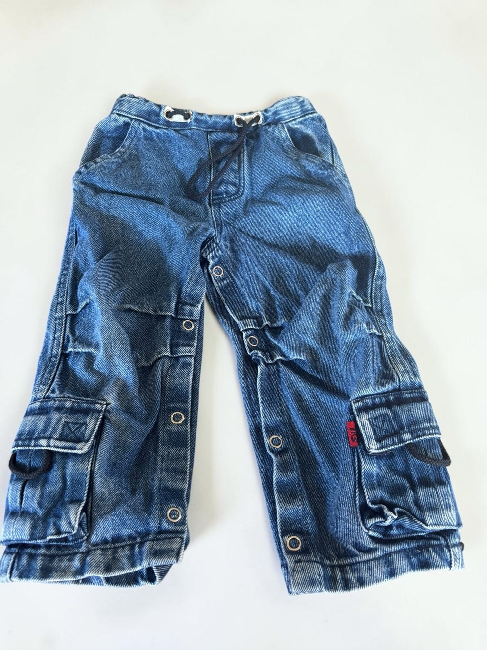Vintage Tricks Boys 24M Cargo Jeans Snap Legs Utility Pockets 90s Y2K